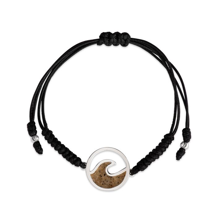 BLACK CORD BRACELET- WAVE