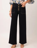 Blanche 31" Dark Jean With Gold Button Front