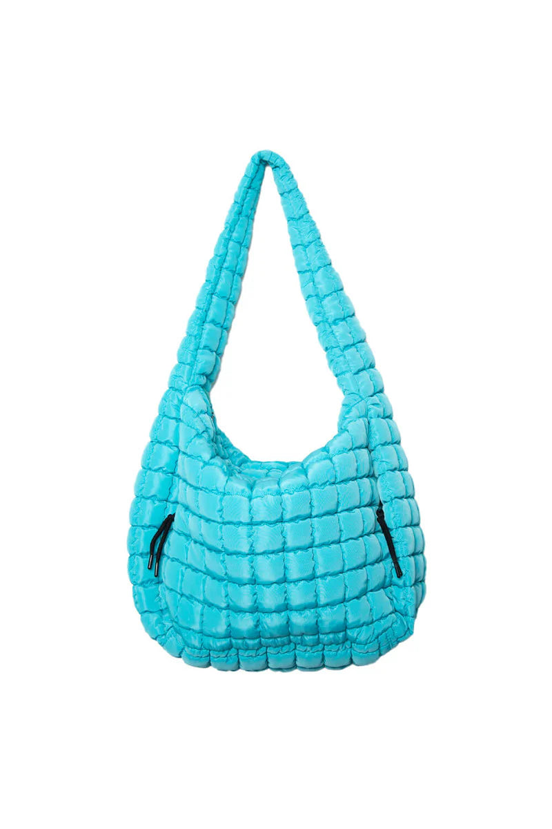 BLUE OVERSIZED QUILTED HOBO TOTE BAG - Molly's! A Chic and Unique Boutique 