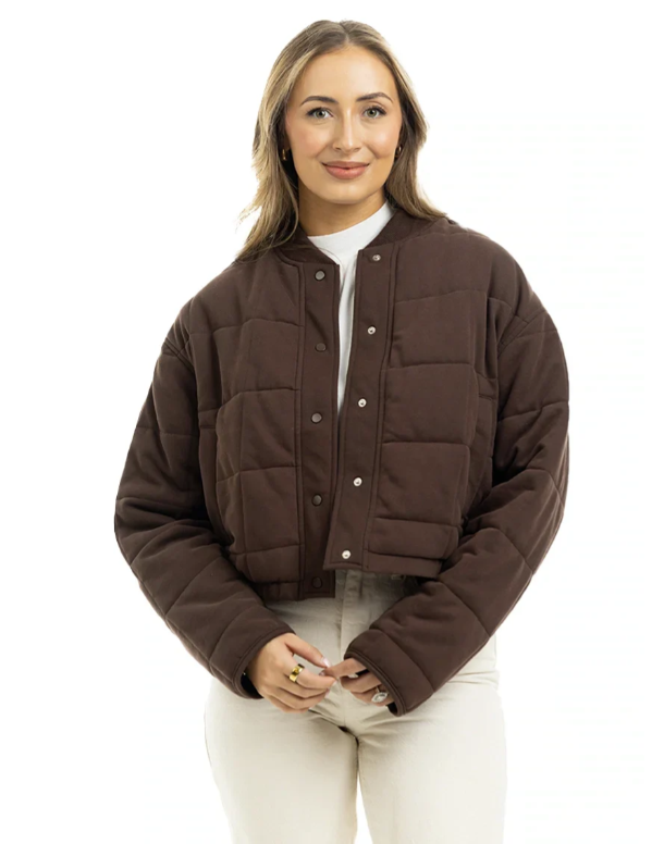 Cropped Quilted Bomber Fall Jacket