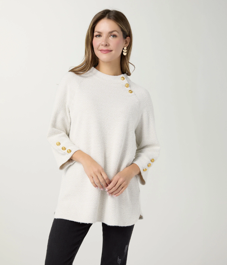 Anya 3/4 Sleeve Tunic with Button Detail - Molly's! A Chic and Unique Boutique 