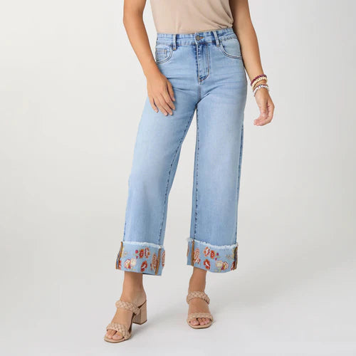 EverStretch Wide Leg Crop with Embroidered Cuff *PREVIEW* - Molly's! A Chic and Unique Boutique 