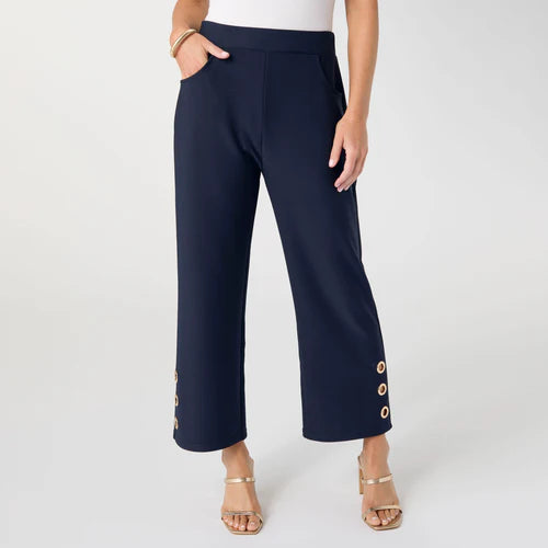 Georgie Wide Leg Crop with Side Grommets - Navy *PREVIEW* - Molly's! A Chic and Unique Boutique 