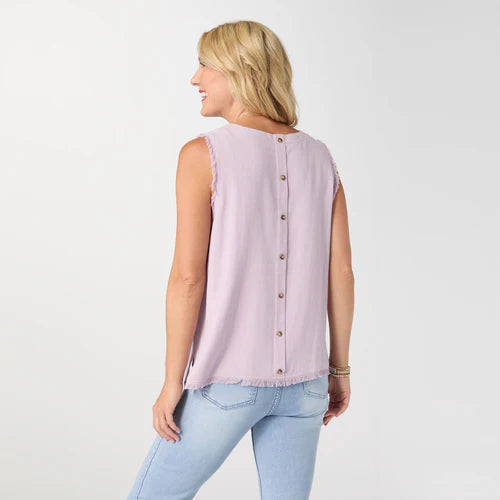 Sloane Button Back Tank with Frayed Edge *PREVIEW* - Molly's! A Chic and Unique Boutique 