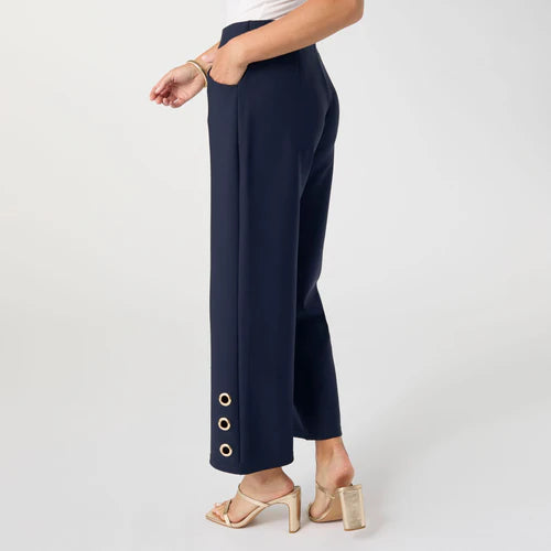 Georgie Wide Leg Crop with Side Grommets - Navy *PREVIEW* - Molly's! A Chic and Unique Boutique 
