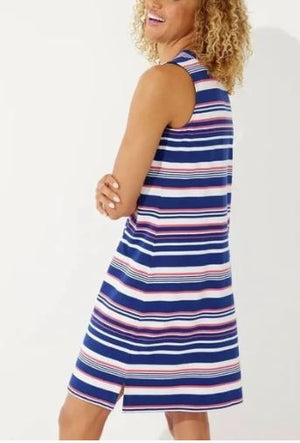 OCEANSIDE TANK DRESS-NAVY MULTI STRIPE