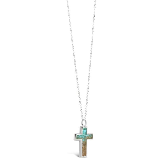 CROSS NECKLACE- TURQUOISE GRADIENT