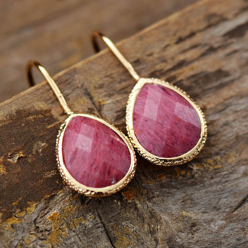 EARTH HEALING ENERGY RHODONITE DANGLE EARRINGS - Molly's! A Chic and Unique Boutique 