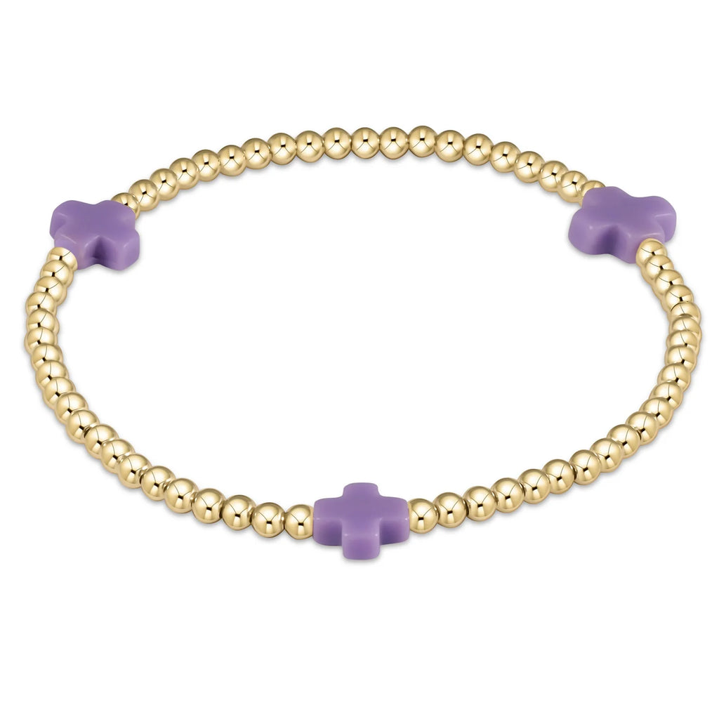 EGIRL SIGNATURE CROSS GOLD PATTERN 3MM BEAD BRACELET MULTIPLE COLORS