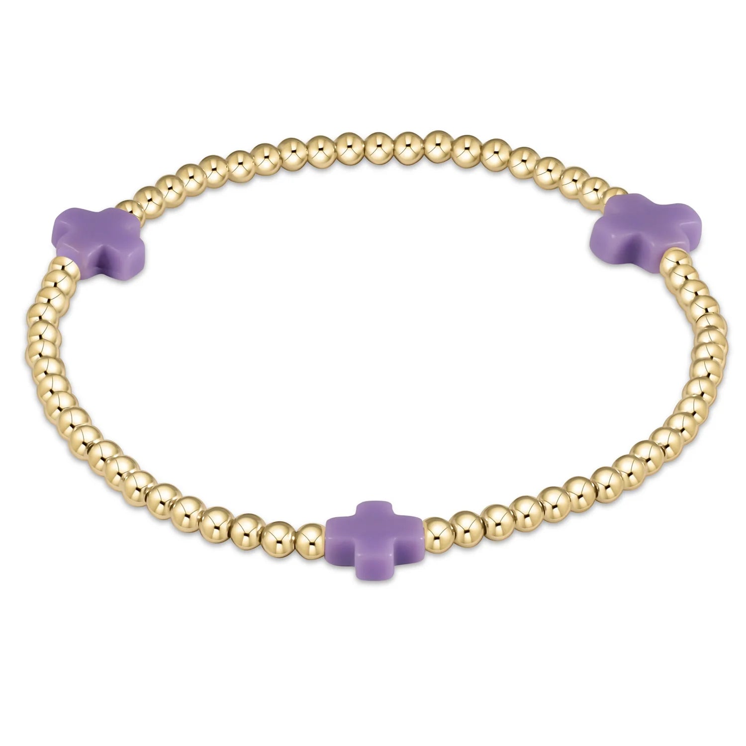 EGIRL SIGNATURE CROSS GOLD PATTERN 3MM BEAD BRACELET MULTIPLE COLORS