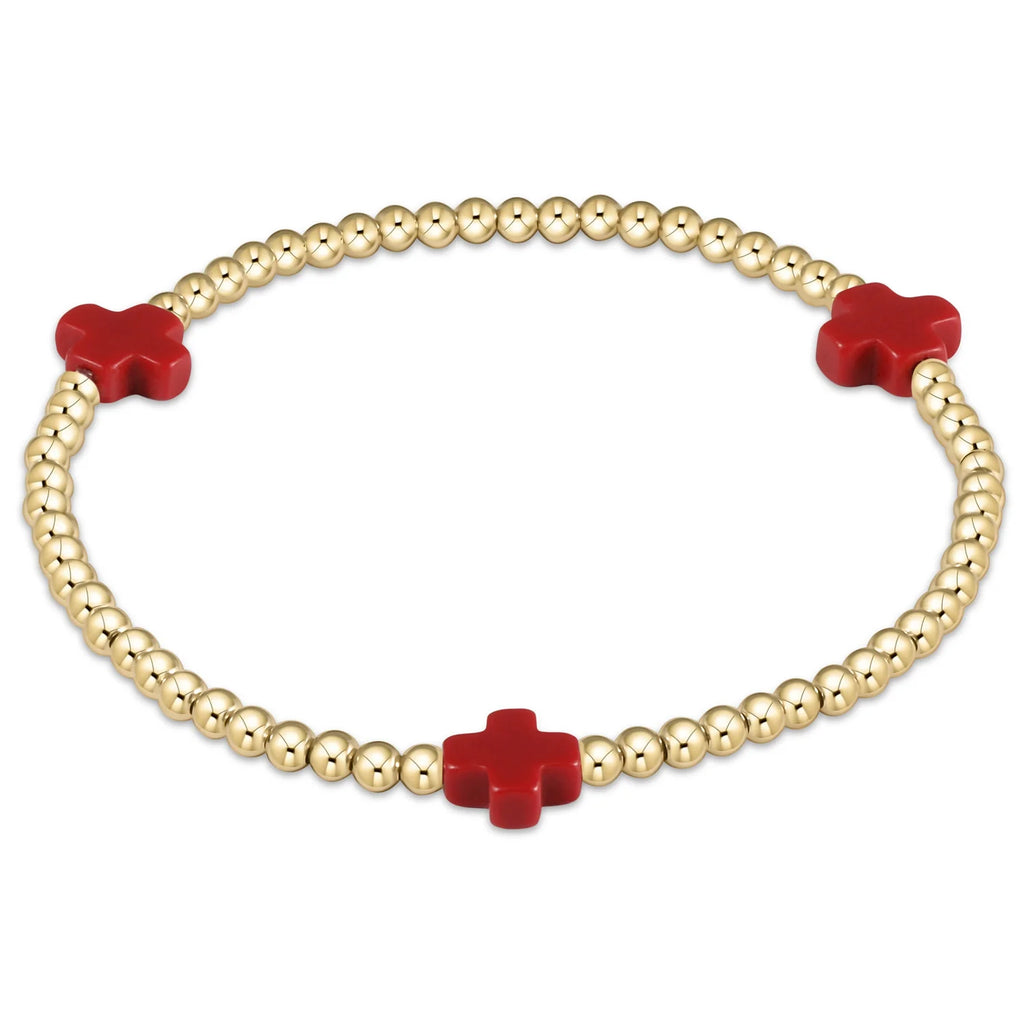 EGIRL SIGNATURE CROSS GOLD PATTERN 3MM BEAD BRACELET MULTIPLE COLORS