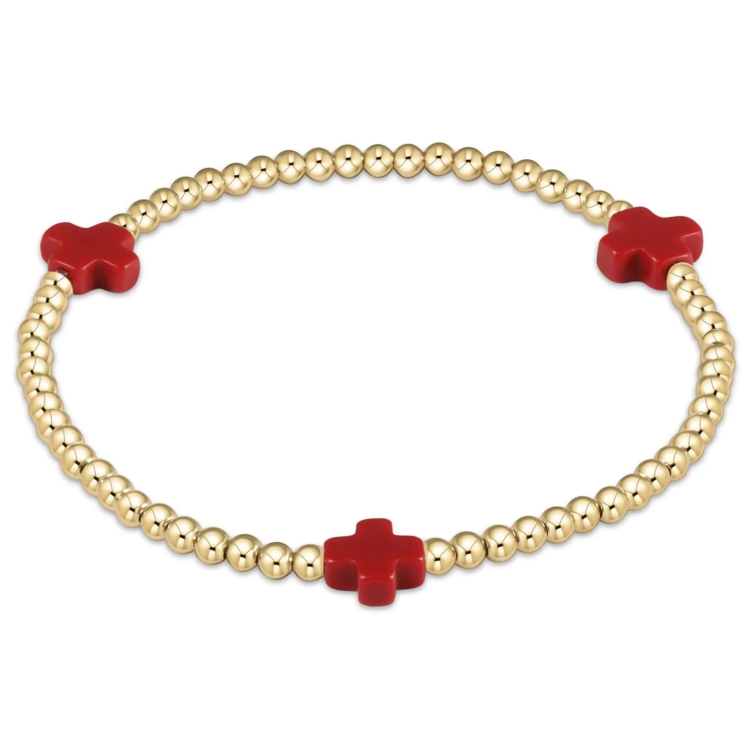 EGIRL SIGNATURE CROSS GOLD PATTERN 3MM BEAD BRACELET MULTIPLE COLORS