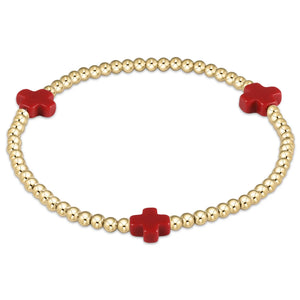 EGIRL SIGNATURE CROSS GOLD PATTERN 3MM BEAD BRACELET MULTIPLE COLORS