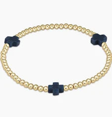 EGIRL SIGNATURE CROSS GOLD PATTERN 3MM BEAD BRACELET MULTIPLE COLORS