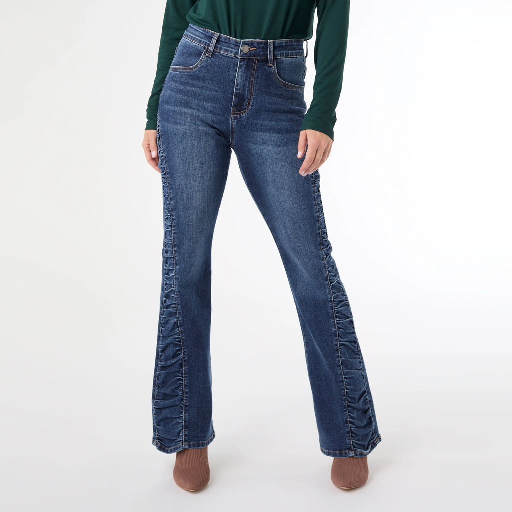 Coco+Carmen Everstretch Flare Denim with Side Rouching - Molly's! A Chic and Unique Boutique 