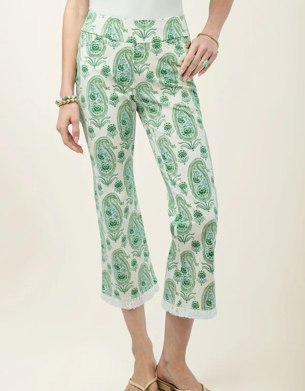 MAREN FRINGE PANT FLAGLER PAISLEY GREEN - Molly's! A Chic and Unique Boutique 