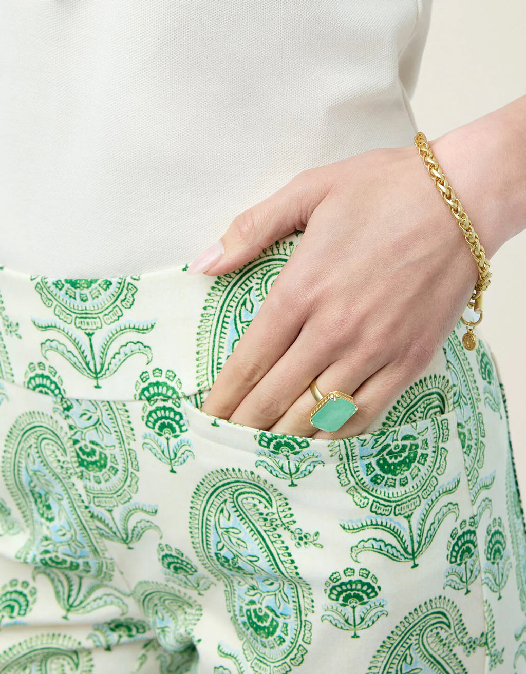 MAREN FRINGE PANT FLAGLER PAISLEY GREEN - Molly's! A Chic and Unique Boutique 