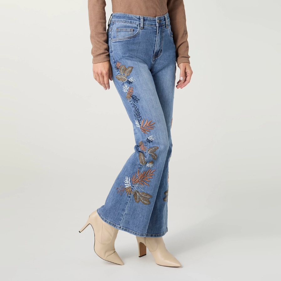 Bambu Soft Flare with Leaf Embroidery - Molly's! A Chic and Unique Boutique 
