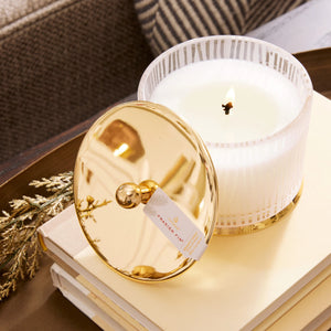 FRASIER FIR GILDED FROSTED WOOD GRAIN CANDLE