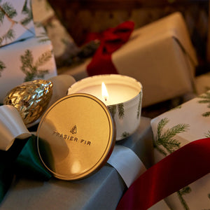 FRASIER FIR CANDLE TIN WITH GOLD LID