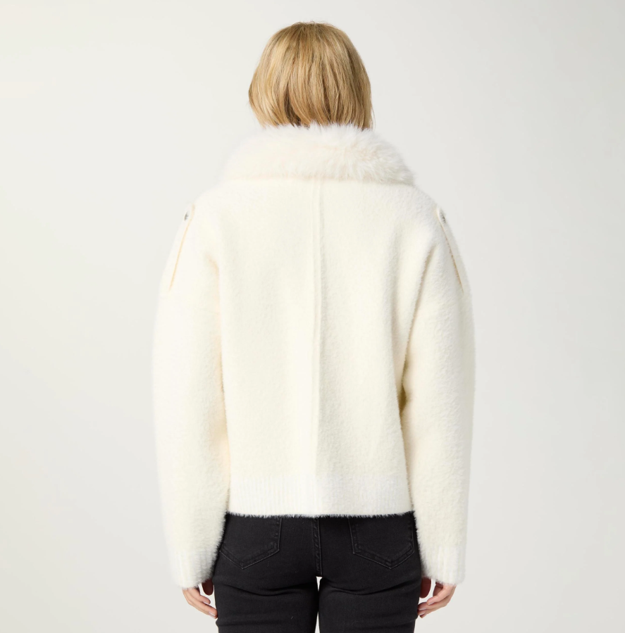 Kabira Brushed Cardigan with Faux Fur Collar - Molly's! A Chic and Unique Boutique 