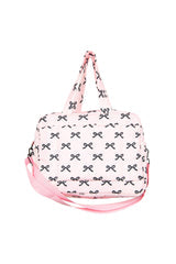 BLACK & PINK MINI BOWS DUFFEL WEEKENDER W/ PASS-THRU SLIP