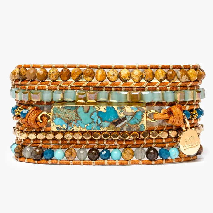 GOLDEN OCEAN TURQUOISE WRAP BRACELET - Molly's! A Chic and Unique Boutique 