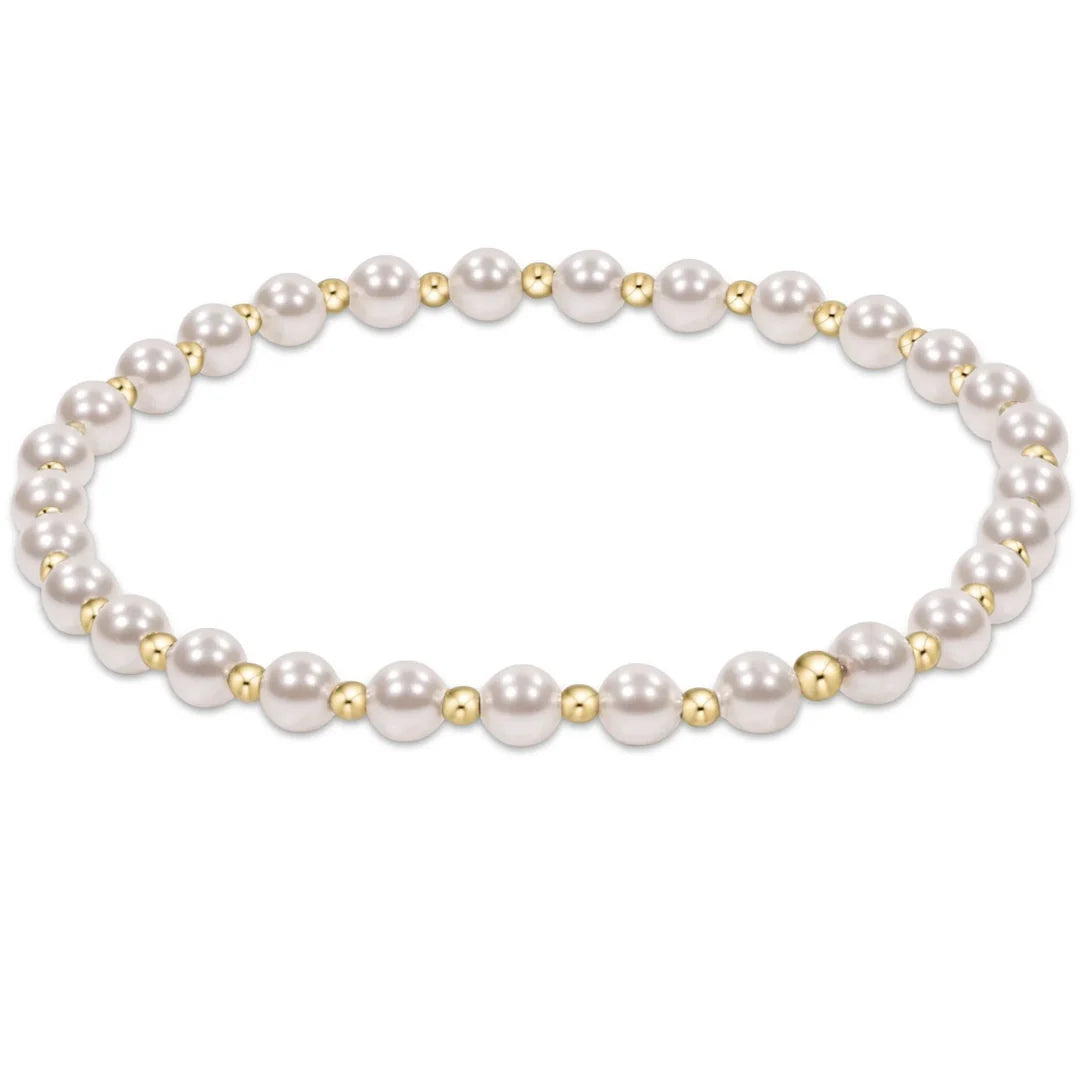 Extends Classic Grateful Pattern 4mm Bead Bracelet- Pearl - Molly's! A Chic and Unique Boutique 