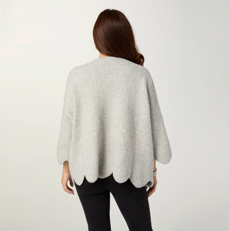 Taline Relaxed Fit Sweater with Flower gray - Molly's! A Chic and Unique Boutique 