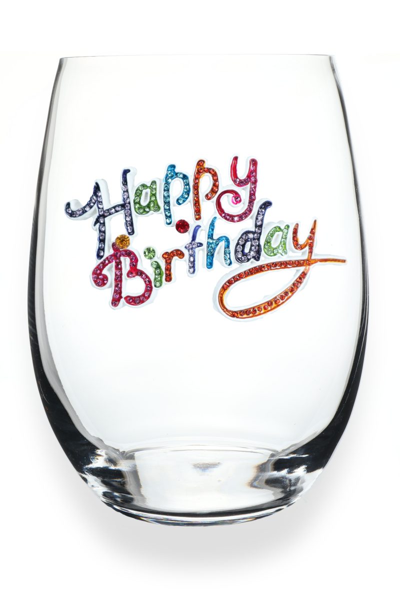JEWELED BIRTHDAY STEMLESS WINE GLASS - Molly's! A Chic and Unique Boutique 