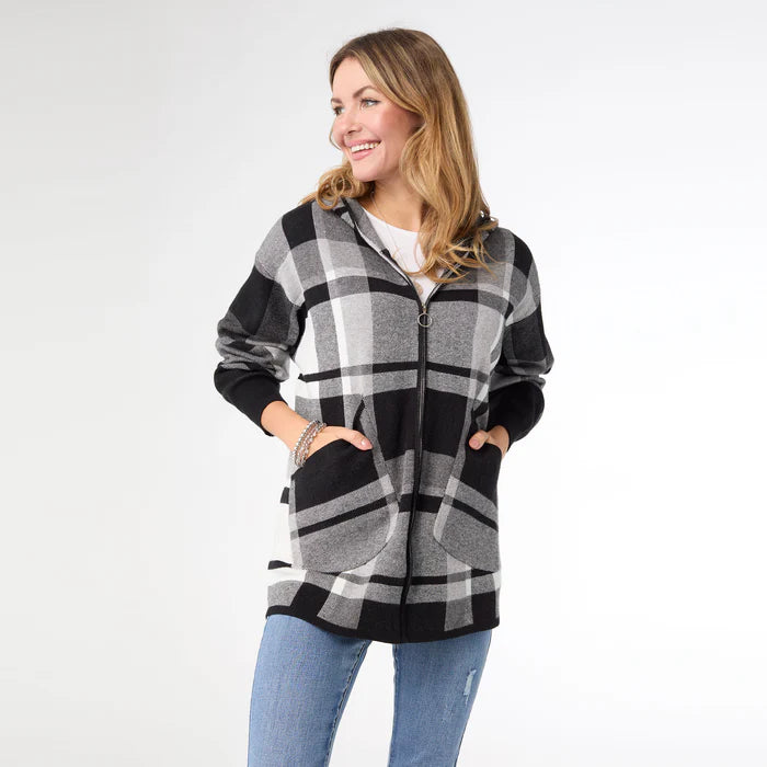 HAWTHORNE PLAID HOODED CARDIGAN - Molly's! A Chic and Unique Boutique 