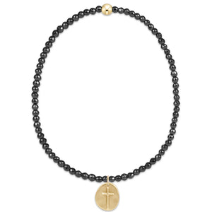 FACETED HEMATITE 2MM BEAD BRACELET & BRACELET WITH INSPIRE GOLD CHARM