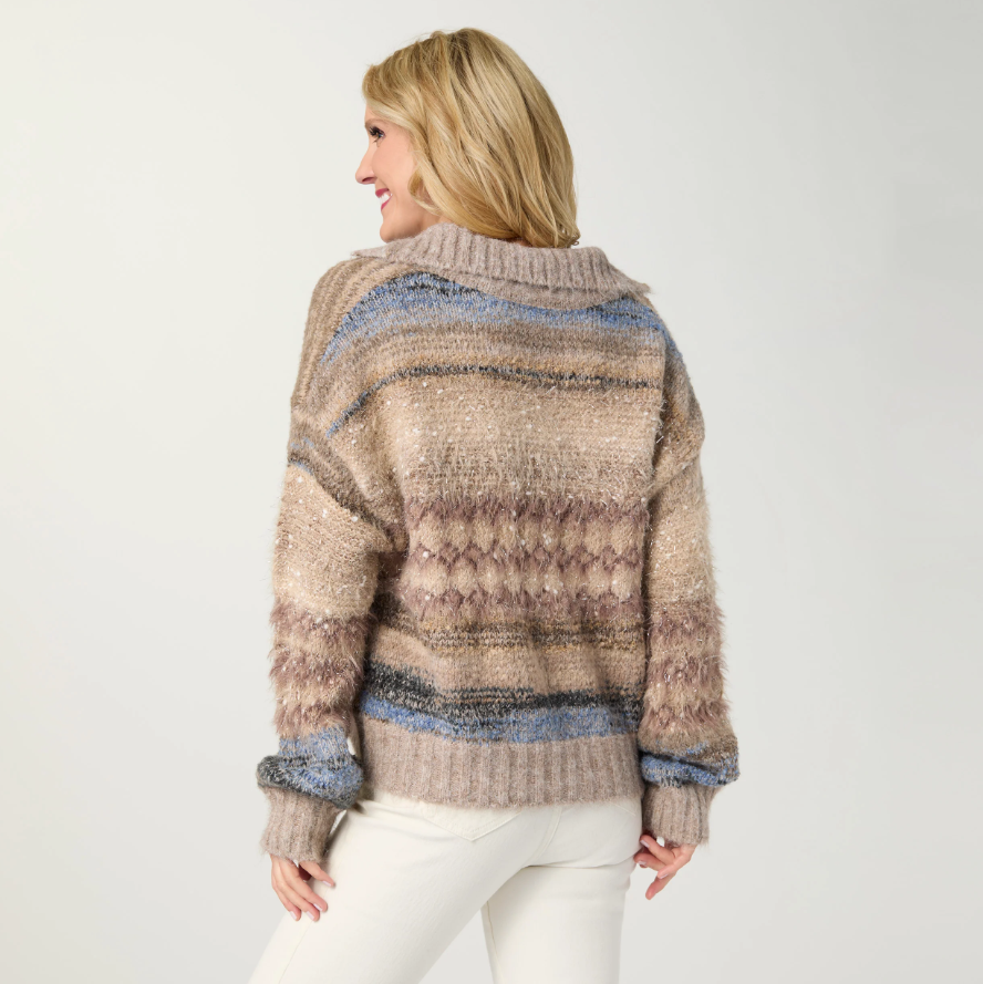 Lark Mohair Sweater with Lurex and Button Collar - Molly's! A Chic and Unique Boutique 