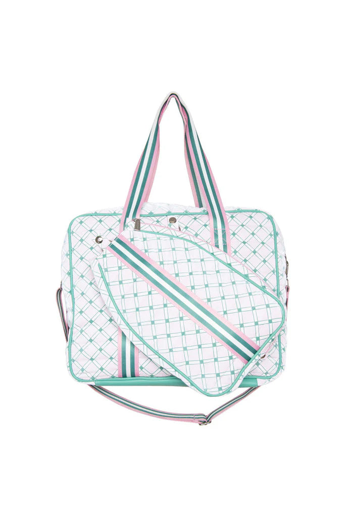 LIGHT PINK AND GREEN PATTERN PICKLEBALL BAG - Molly's! A Chic and Unique Boutique 