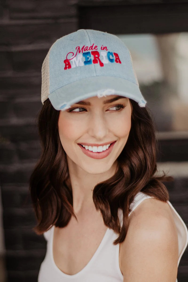 MADE IN AMERICA DENIM TRUCKER HAT