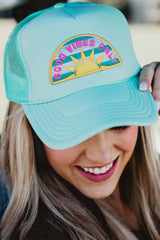 GOOD VIBES ONLY FOAM TRUCKER HAT- SEAFOAM - Molly's! A Chic and Unique Boutique 