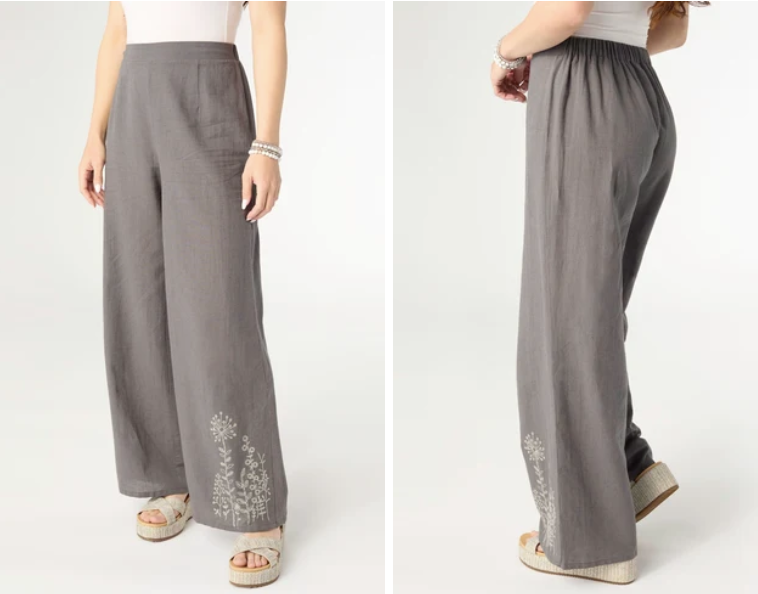 AVA PANT WITH FLORAL EMBROIDERY - Molly's! A Chic and Unique Boutique 