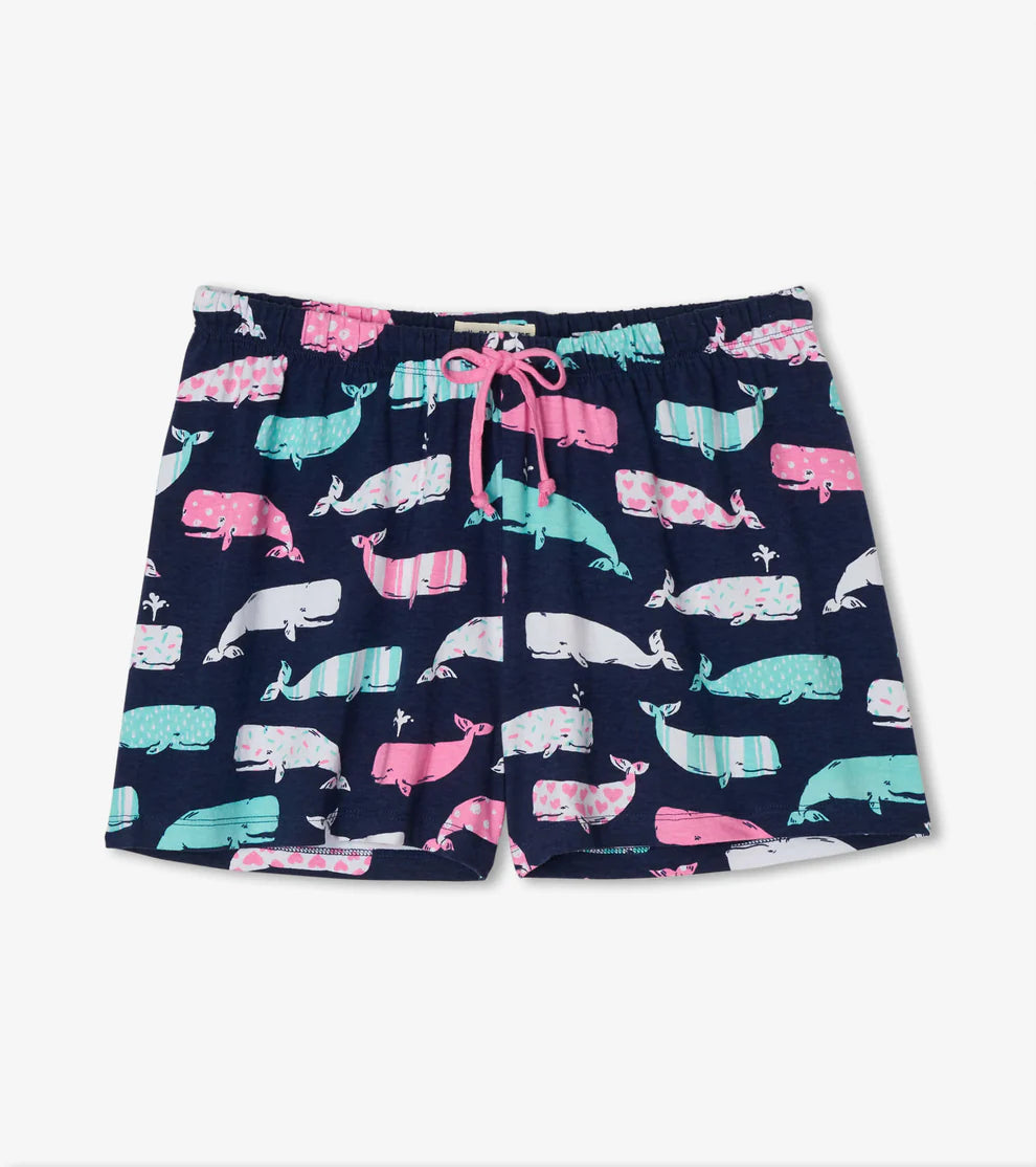 NAUTICAL WHALES WOMENS COTTON SLEEP SHORTS - Molly's! A Chic and Unique Boutique 