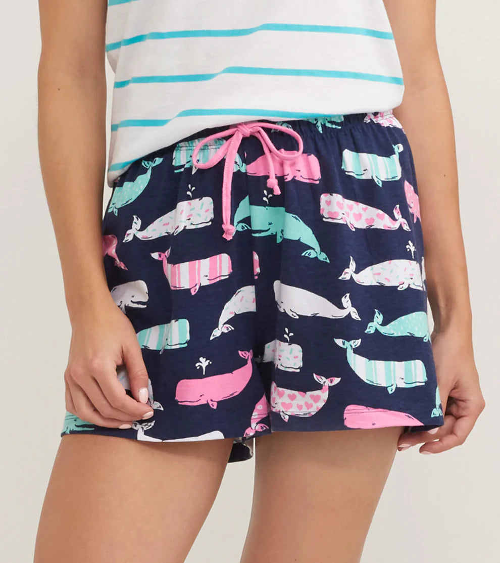 NAUTICAL WHALES WOMENS COTTON SLEEP SHORTS - Molly's! A Chic and Unique Boutique 