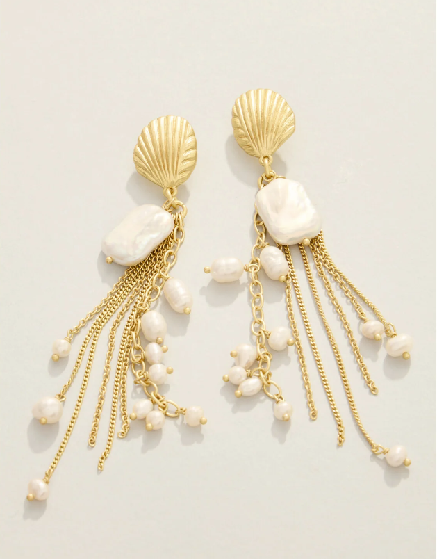 Pearl Party Shell Earrings Pearl - Molly's! A Chic and Unique Boutique 