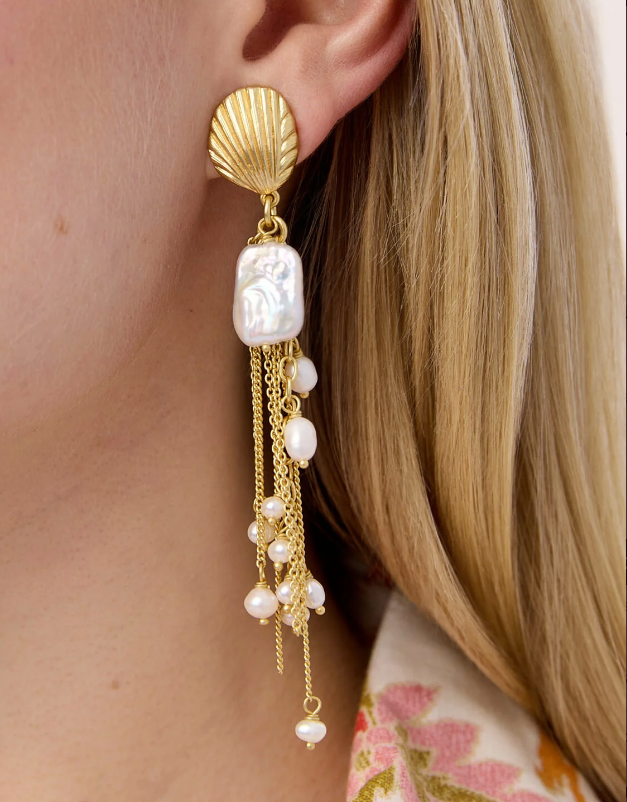 Pearl Party Shell Earrings Pearl - Molly's! A Chic and Unique Boutique 