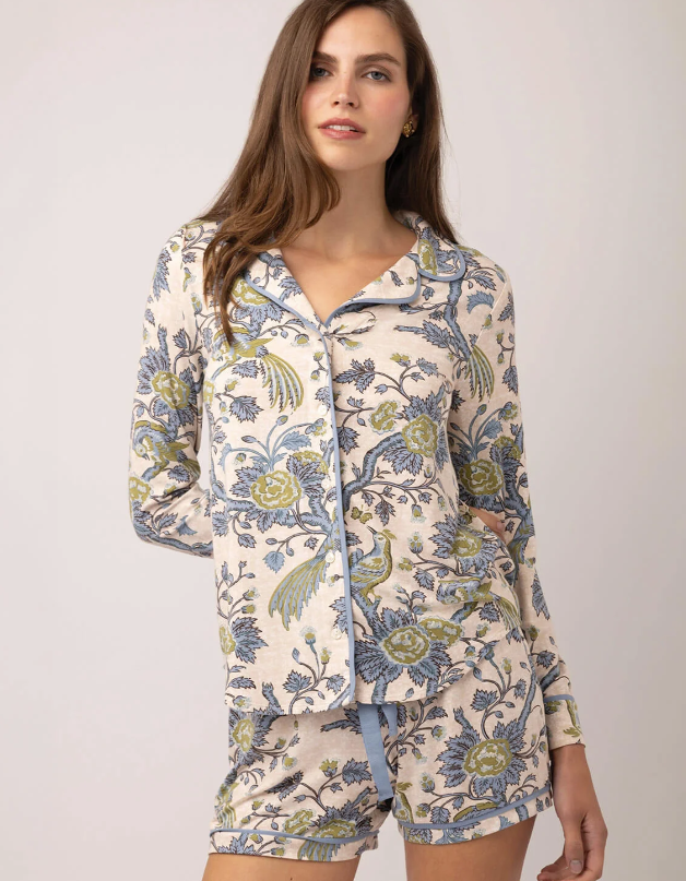 Pajama Top Japonica Bird Green - Molly's! A Chic and Unique Boutique 