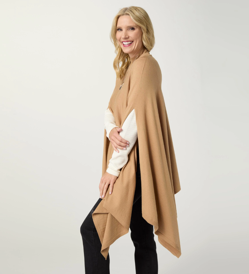 Catria Lightweight Mock Neck Poncho - Molly's! A Chic and Unique Boutique 