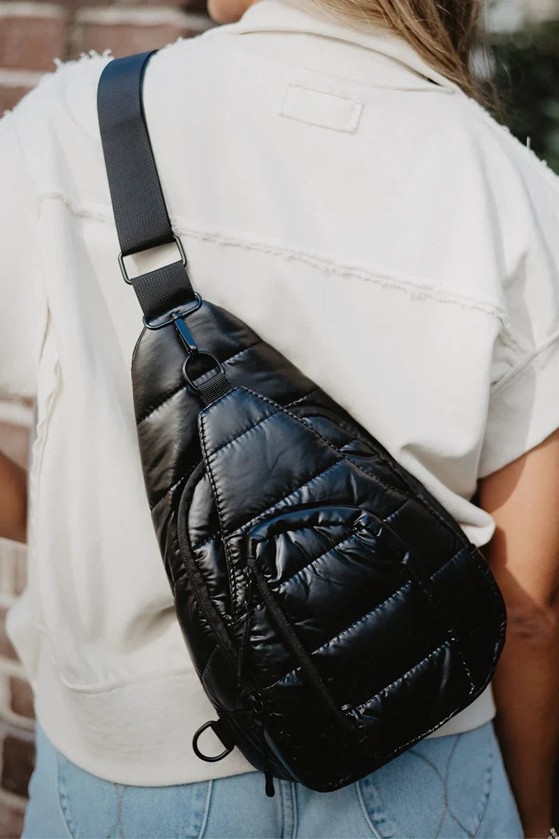 Black Metallic Sling Bag Black