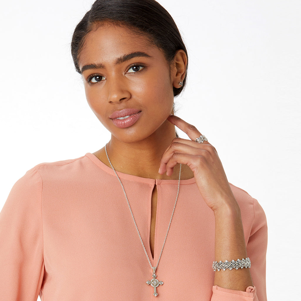 Alcazar Heart Small Cross Necklace