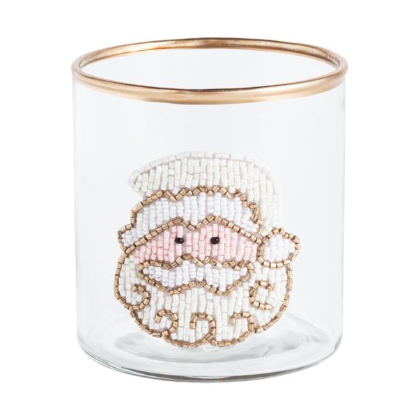 MUD PIE SANTA BEADED TEA LIGHT HOLDER
