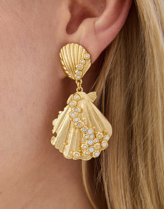Scallop Shell Earrings White Opal - Molly's! A Chic and Unique Boutique 