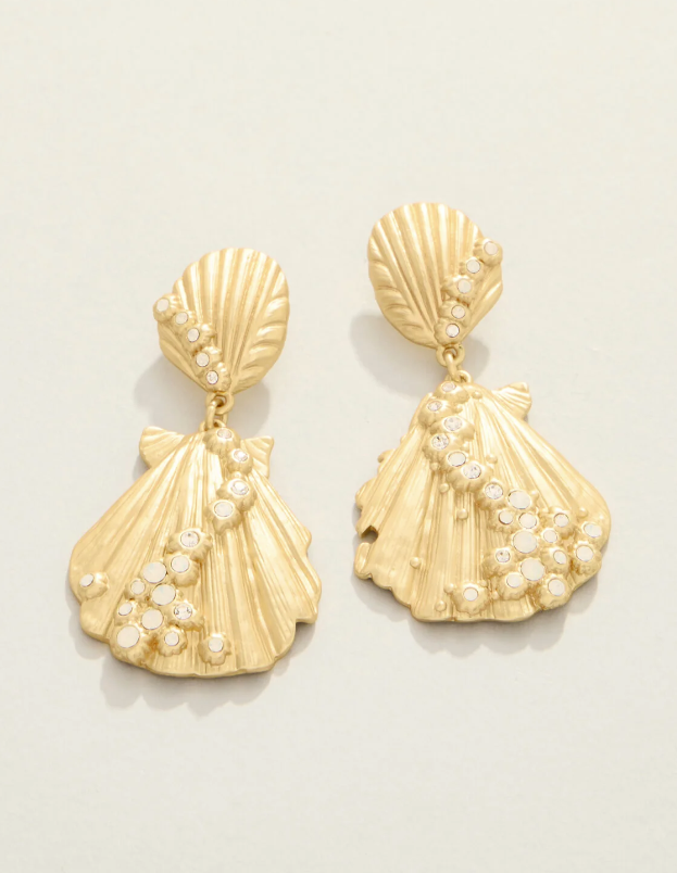 Scallop Shell Earrings White Opal - Molly's! A Chic and Unique Boutique 