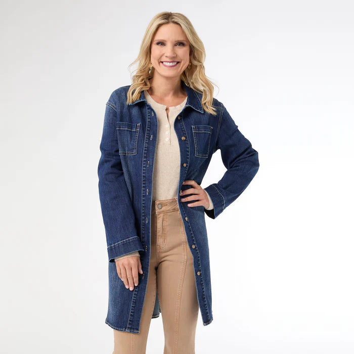 COCO + CARMEN BAMBU SOFT BUTTON FRONT LONG SHACKET - Molly's! A Chic and Unique Boutique 