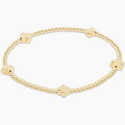 SIGNATURE CROSS GOLD PATTERN 2MM BEAD BRACELET - Molly's! A Chic and Unique Boutique 